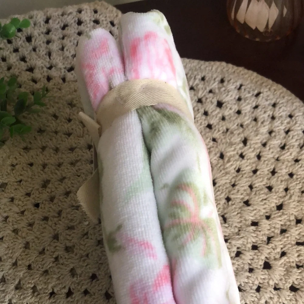 Laura Ashley Pink and Green Floral Hand Towels